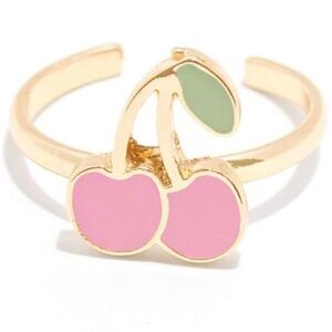 Frazier Sterling Gold Filled Cherry Ring with Pink and Green Enamel